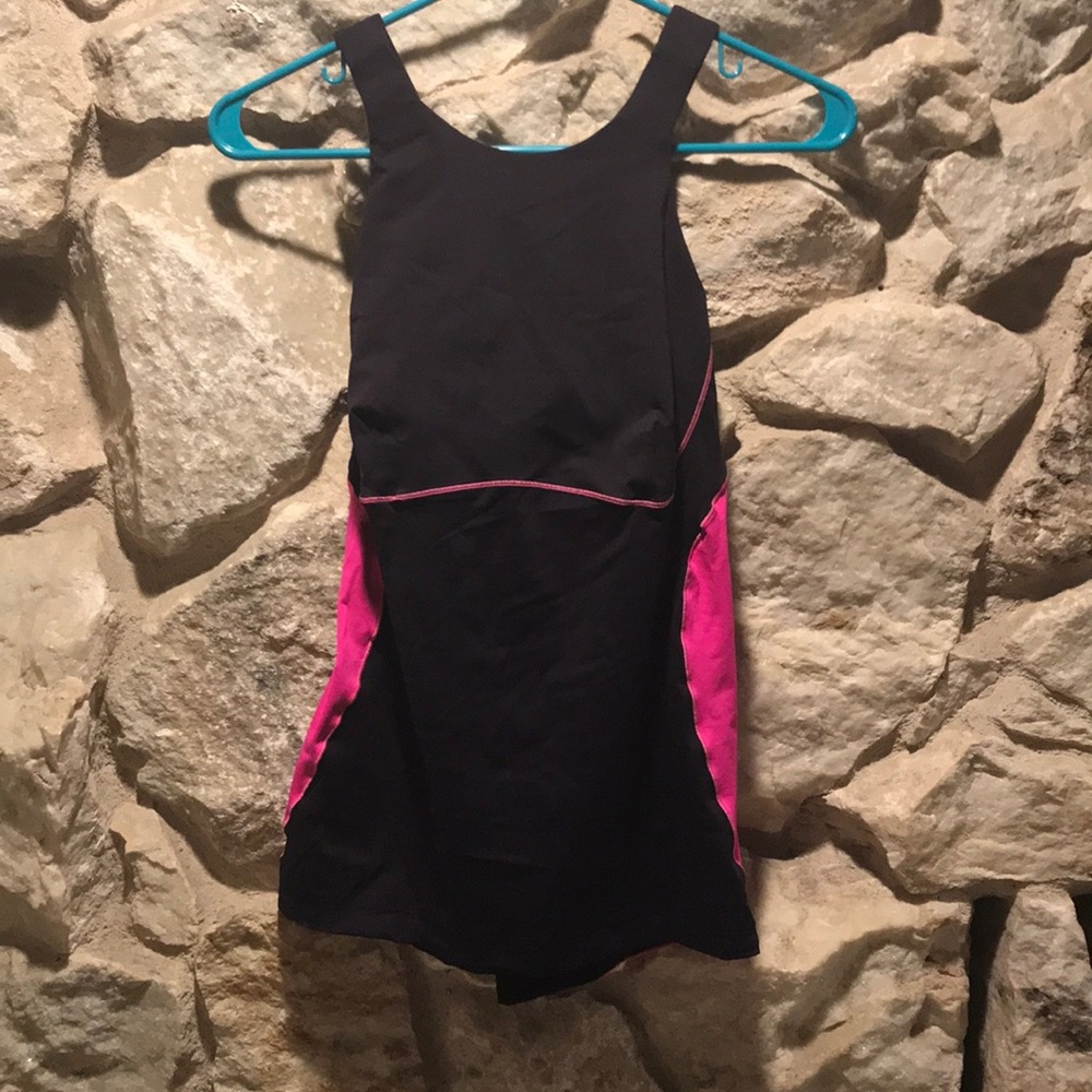 Lululemon Pink and Black Crossback Top Size- 8
